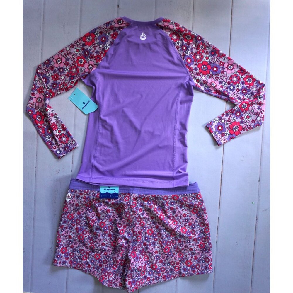 O'Rageous Juniors' Printed True Long Sleeve Rash Guard & Boardshorts - Sz M/L - Picture 7 of 7